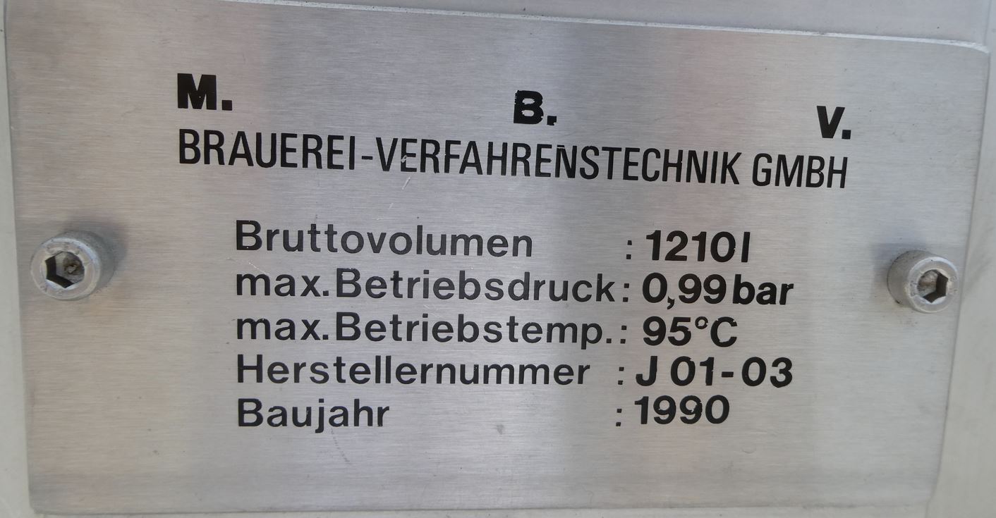 Druckbehälter 1.210 Liter aus V2A, einwandig, gebraucht