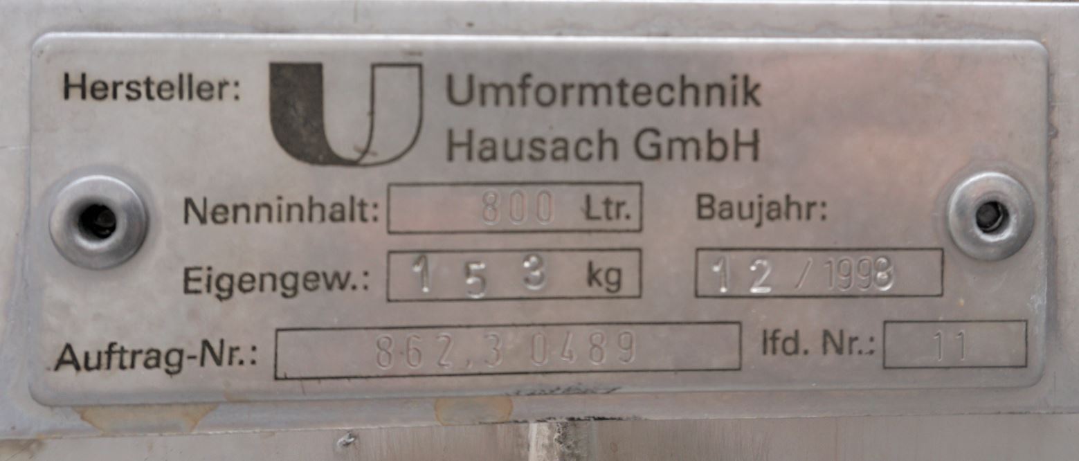 Schüttgutcontainer 800 Liter aus V2A einwandig