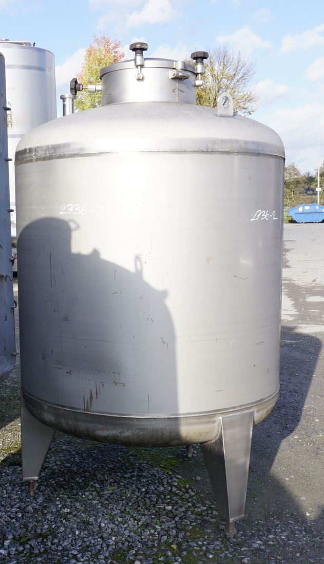Druckbehälter 1.520 Liter aus V2A, einwandig