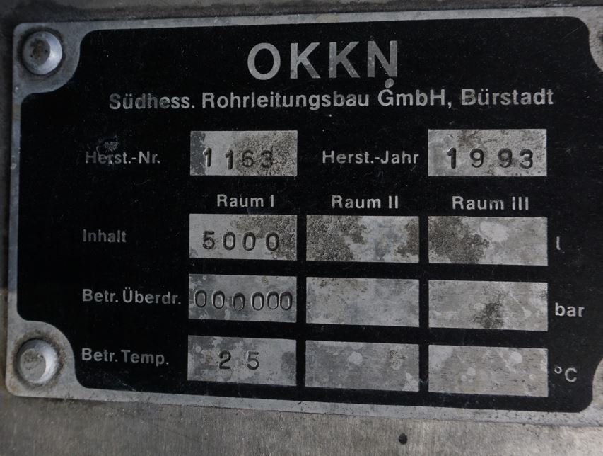 Behälter 5.000 Liter aus V2A einwandig, gebraucht