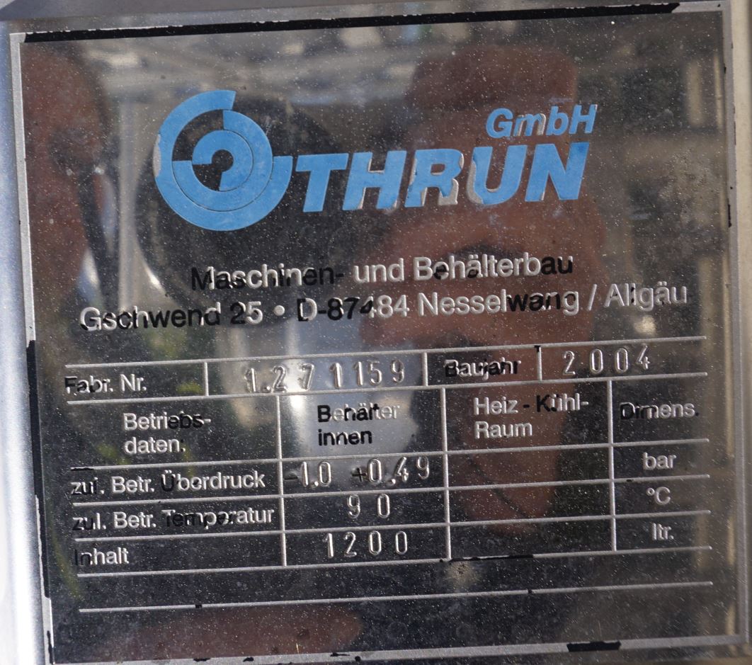Behälter 1.200 Liter aus V2A, einwandig