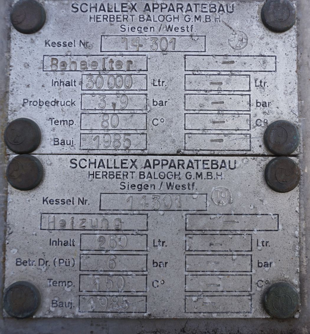 Druckbehälter 30.000 Liter aus V2A, einwandig