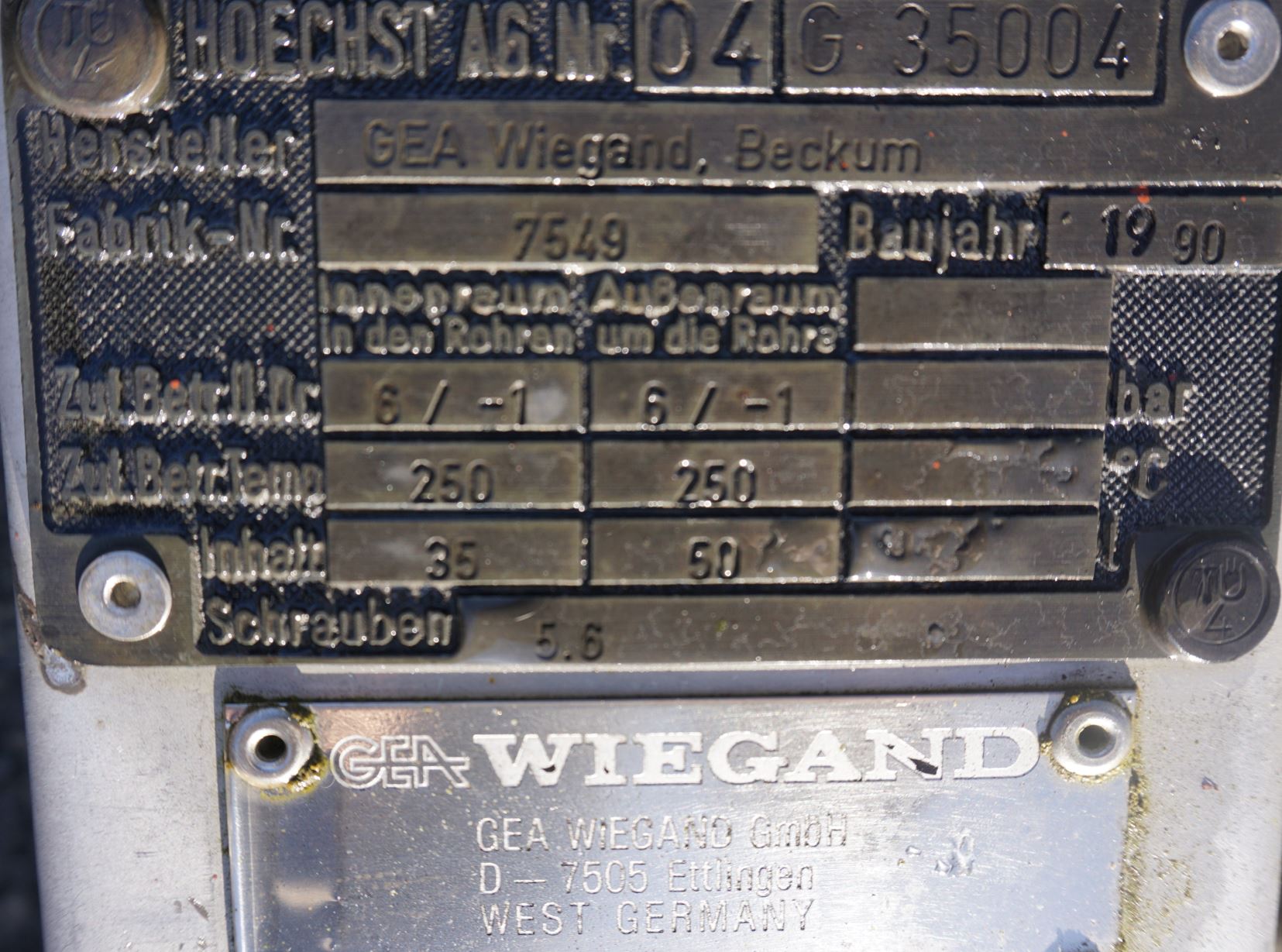 Rohrbündelwärmetauscher / Kondensator aus V4A