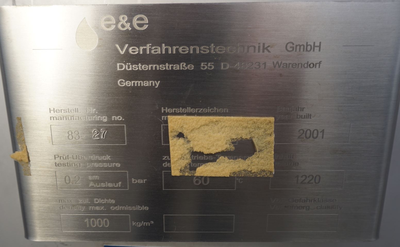 Behälter 1.220 Liter aus V2A einwandig