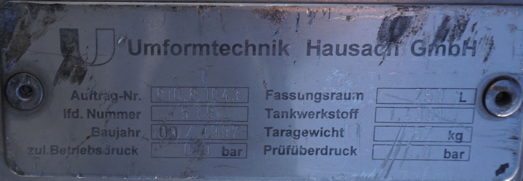 Rundcontainer 250 Liter aus V2A einwandig