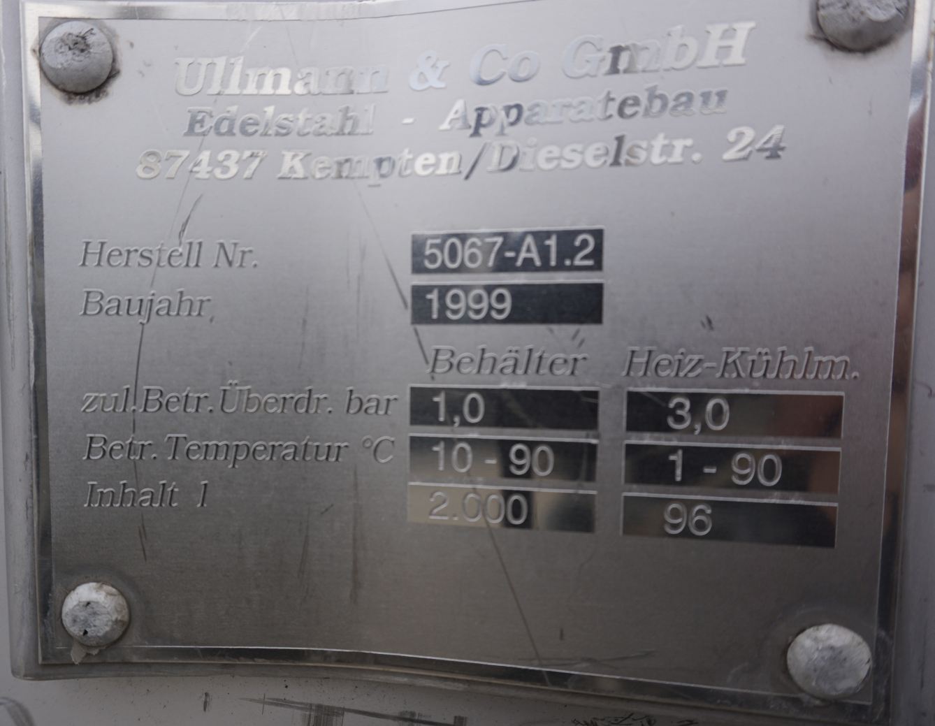 Behälter 2.000 Liter aus V2A isoliert, temperierbar