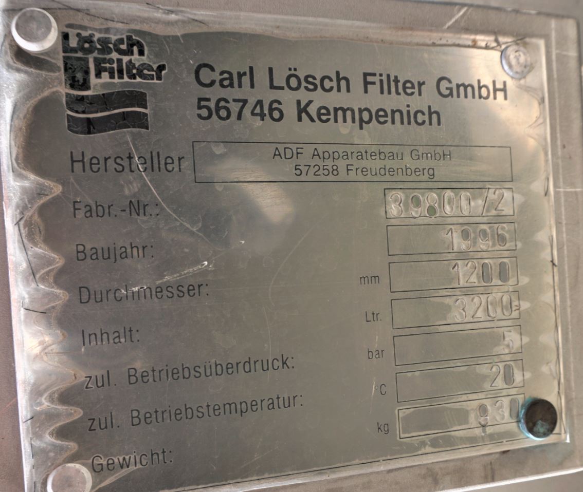 Druckbehälter 3.200 Liter aus V4A, einwandig