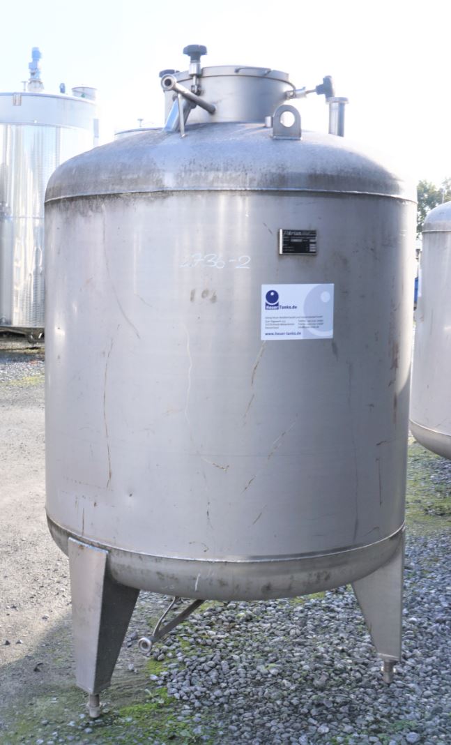 Druckbehälter 1.520 Liter aus V2A, einwandig