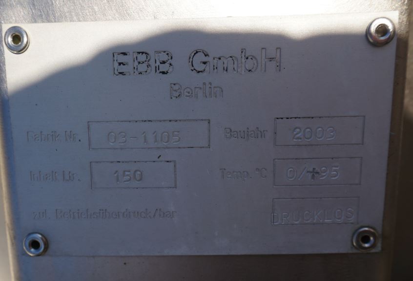 Konusbehälter 150 Liter aus V2A, einwandig, gebraucht