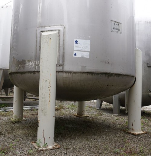 Behälter 13.050 Liter aus V2A, gebraucht, doppelwandig mit Leckschutzmantel