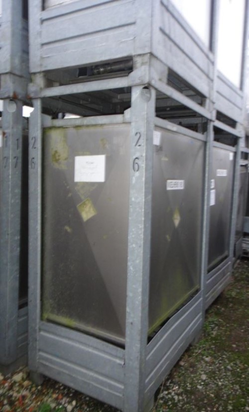 Container 1.000 Liter aus V2A, gebraucht, einwandig