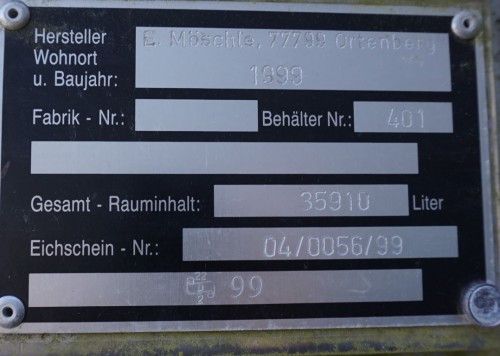 Behälter 35.800 Liter aus V2A, gebraucht, einwandig