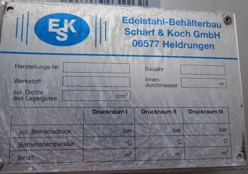 Behälter 12.000 Liter aus V4A, gebraucht, einwandig