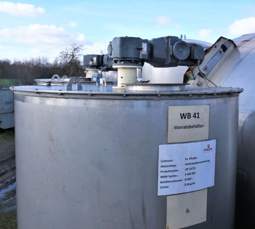 Behälter 8.000 Liter aus V2A einwandig, gebraucht