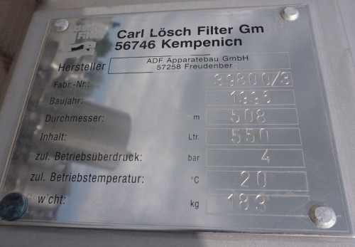 Druckbehälter 550 Liter aus V4A, einwandig, gebraucht