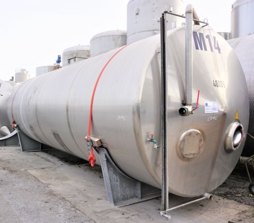 Behälter 40.000 Liter aus V2A einwandig, gebraucht
Bauform: liegend
