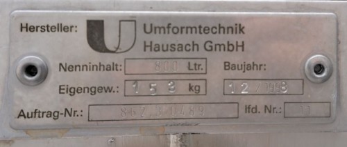 Schüttgutcontainer 800 Liter aus V2A einwandig, gebraucht