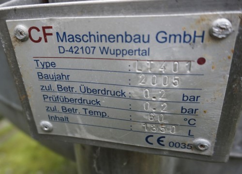 Behälter 1.350 Liter aus V4A einwandig, gebraucht