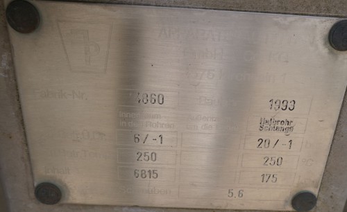Druckbehälter 6.815 Liter aus V4A temperierbar, gebraucht