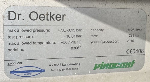 Druckcontainer 1.125 Liter aus V2A, einwandig, gebraucht