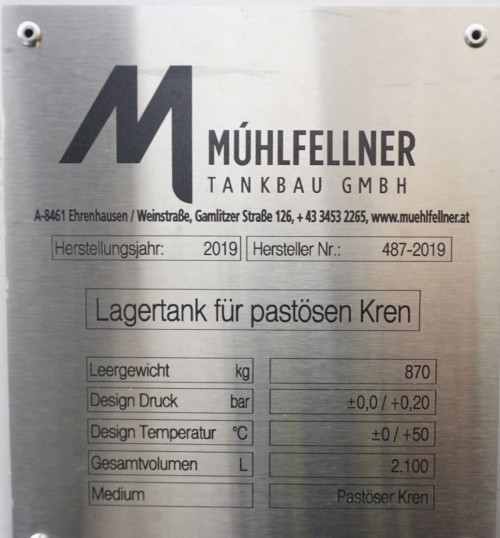 Behälter 2.100 Liter aus V4A, temperierbar, isoliert, gebraucht
