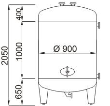 Druckbehälter 1.000 Liter aus V2A, gebraucht,  einwandig